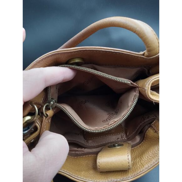 FOSSIL Purse Tan Genuine Leather Crossbody/Shoulder Handbag 75082 - Picture 6 of 16